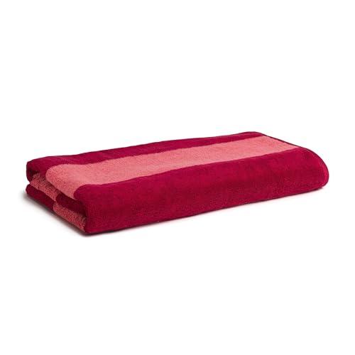 Möve Superwuschel Blockstreifen Duschtuch 80 x 150 cm aus 100% Baumwolle, Ruby/Coral von Möve