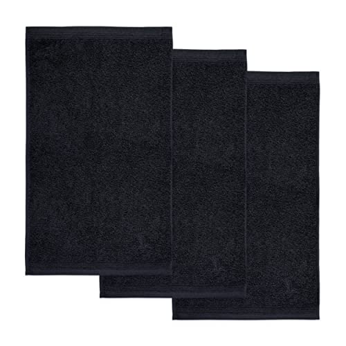 Möve Superwuschel Gästetuch 30 x 50 cm aus 100% Baumwolle, Black 3er Set von Möve