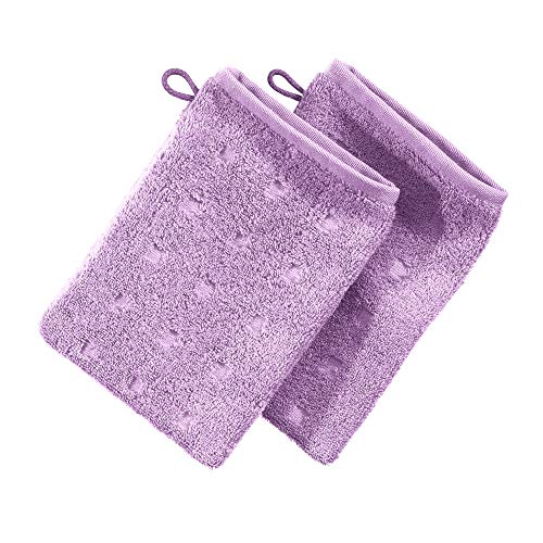 Möve Waschhandschuh 2er-Pack Quadretti Walk-Frottier Viola Größe 15x20 cm von Möve