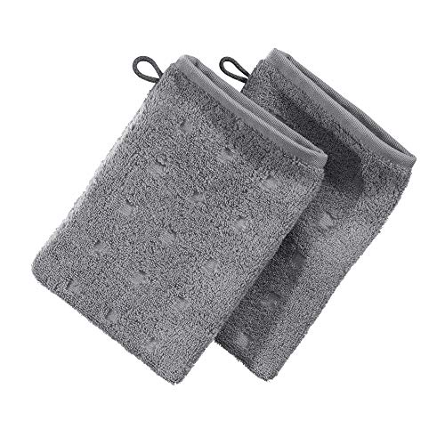 Möve Waschhandschuh 2er-Pack Quadretti Walk-Frottier grau Größe 15x20 cm von Möve