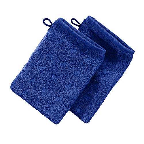 Möve Waschhandschuh 2er-Pack Quadretti Walk-Frottier royal Größe 15x20 cm von Möve