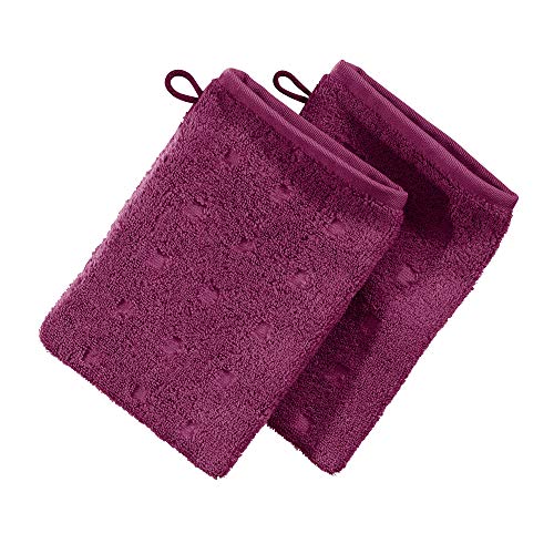 Möve Waschhandschuh 2er-Pack Quadretti Walk-Frottier Fuchsia Größe 15x20 cm von Möve