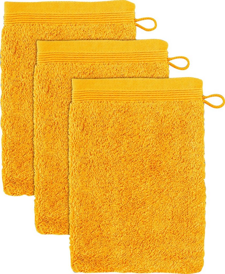 Möve Waschhandschuh Superwuschel, (Set, 3-St), Waschhandschuh Set mit Bordüre, 100% Premium Cotton Baumwolle, weich von Möve