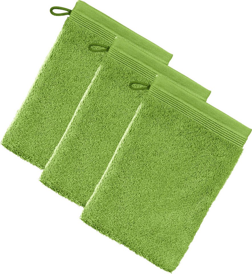 Möve Waschhandschuh Waschhandschuh "Superwuschel" 3er-Pack, Frottier, Walk-Frottier Uni von Möve