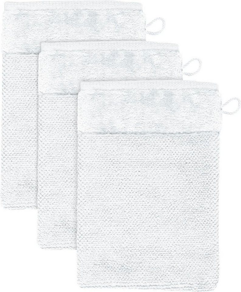 Möve Waschlappen MÖVE Bamboo Luxe 3er Set Waschhandschuh, (3-St), mit seidig glänzenden Bordüren von Möve