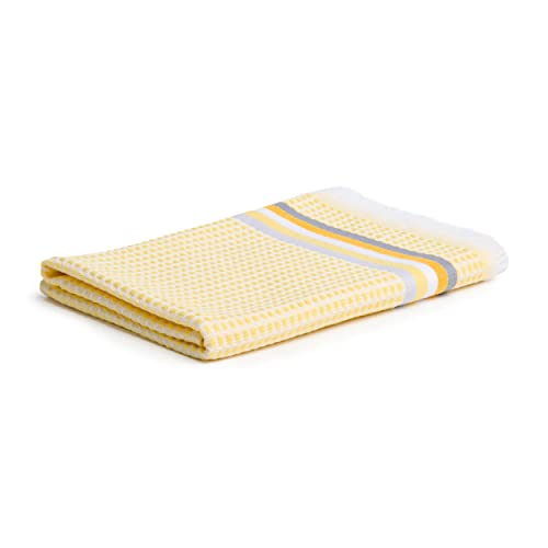 möve Summer Piquée Handtuch 50 x 100 cm aus 100% Baumwolle, Snow/Yellow von Möve