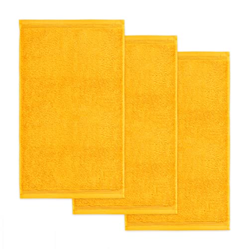 möve Superwuschel Gästetuch 30 x 50 cm aus 100% Baumwolle, Orange (hellorange), 3er Set von Möve