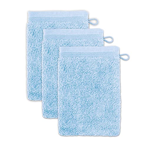 möve Superwuschel Waschhandschuh 15 x 20 cm aus 100% Baumwolle, aquamarine 3er Set von Möve