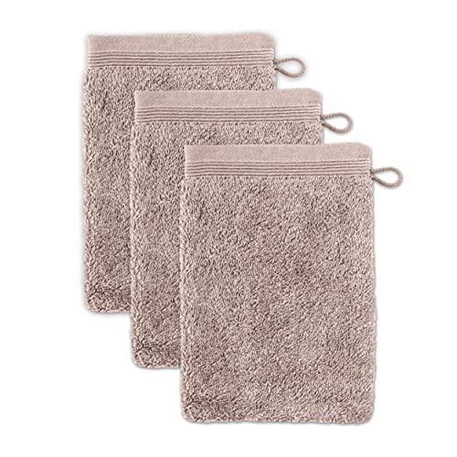 möve Superwuschel Waschhandschuh 15 x 20 cm aus 100% Baumwolle, cashmere 3er Set von Möve