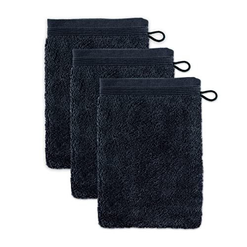 möve Superwuschel Waschhandschuh 15 x 20 cm aus 100% Baumwolle, dark grey 3er Set von Möve