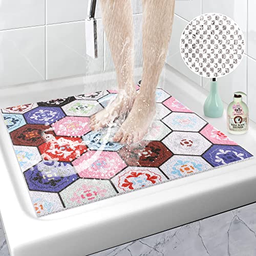 Duschmatte rutschfest 60x60 | Badewannenmatte Waschbar | Badematte Badewanne Anti-Schimmel | PVC Luffa Antirutschmatte Badewanne | Duschmatte mit Rhythmische Melodie Stoffdruck von Mofonky