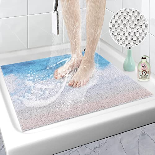 Duschmatte rutschfest | Badewannenmatte Waschbar | Badematte Badewanne Anti-Schimmel | PVC Luffa Antirutschmatte Badewanne (08-Quadrat, 60 x 60 cm) von Mofonky