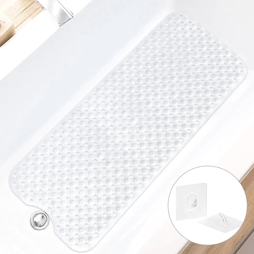 Mofonky Badewannenmatte rutschfest Antirutschmatte Badewanne: 100x40cm Extra Lange rutschfeste Badematte - Schimmelresistent Maschinenwaschbar Rutschmatte Badewannen Matte (Weiß) von Mofonky