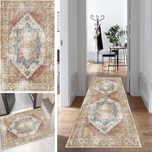 Boho Läufer Teppich Flur Lang Vintage Klassisch TeppichLäufer rutschfest Waschbar 40x60cm Dauerhaft Läuferteppich KüchenLäufer Korridor Polyester Anpassbar Meterware Boho Läufer Teppich Flur Lang Vintage Klassisch TeppichLäufer rutschfest Waschbar 40x60cm Dauerhaft Läuferteppich KüchenLäufer Korridor Polyester Anpassbar Meterware von Mogetal