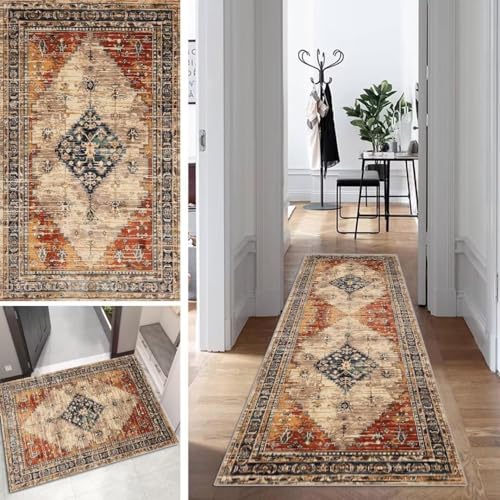 Boho Läufer Teppich Flur Lang Vintage Klassisch TeppichLäufer rutschfest Waschbar 60x90cm Dauerhaft Läuferteppich KüchenLäufer Korridor Polyester Anpassbar Meterware Boho Läufer Teppich Flur Lang Vintage Klassisch TeppichLäufer rutschfest Waschbar 60x90cm Dauerhaft Läuferteppich KüchenLäufer Korridor Polyester Anpassbar Meterware von Mogetal