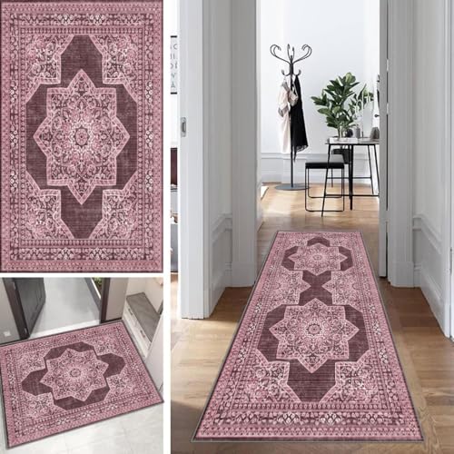Boho Teppich Läufer Flur Lang Kücheläufer Schlafzimmer Modern Teppich Läufer rutschfest Waschbar 80x130cm Dauerhaft Läuferteppich Flurläufer Korridor Polyester Meterware von Mogetal