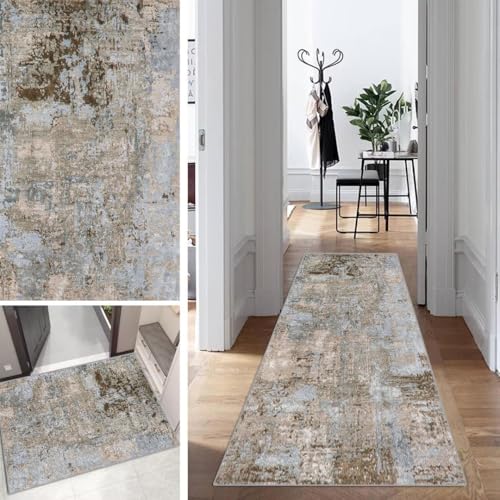 Bunt Teppich Läufer Flur Lang Kücheläufer Schlafzimmer Modern Abstrakt Teppich Läufer rutschfest Waschbar 80x160cm Dauerhaft Läuferteppich Flurläufer Korridor Polyester Meterware von Mogetal