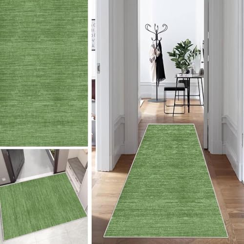 Grün Teppich Läufer Flur Abstrakt Lang Kücheläufer Schlafzimmer Modern Teppich Läufer rutschfest Waschbar 40x200cm Dauerhaft Läuferteppich Flurläufer Korridor Polyester Meterware von Mogetal