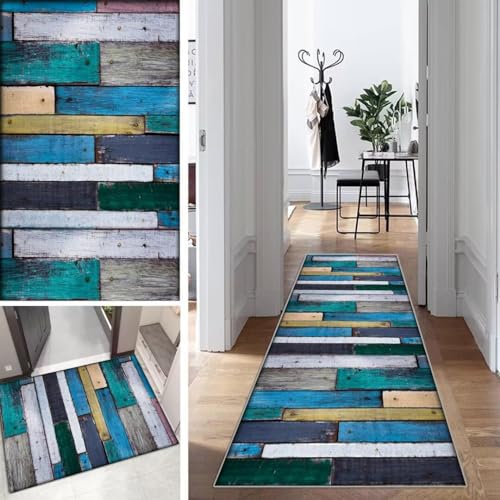 Läufer Flur Lang Küche Schlafzimmer rutschfest Waschbar 50x80cm Bunt 3D Holzmaserung Teppich Läufer Dauerhaft Läuferteppich KüchenLäufer Korridor Polyester Anpassbar Meterware Läufer Flur Lang Küche Schlafzimmer rutschfest Waschbar 50x80cm Bunt 3D Holzmaserung Teppich Läufer Dauerhaft Läuferteppich KüchenLäufer Korridor Polyester Anpassbar Meterware von Mogetal