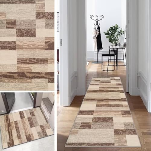 Läufer Teppich Lang Flur Läufer Küche rutschfest Waschbar 40x150cm Geometrische Muster Dauerhaft Läuferteppich TeppichLäufer KüchenLäufer Korridor Polyester Anpassbar Meterware von Mogetal