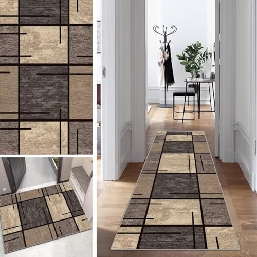Läufer Teppich Lang Flur Läufer Küche rutschfest Waschbar 40x400cm Geometrische Muster Dauerhaft Läuferteppich TeppichLäufer KüchenLäufer Korridor Polyester Anpassbar Meterware von Mogetal