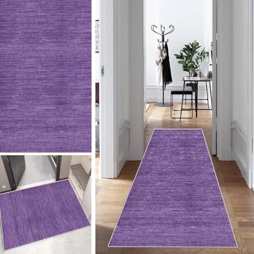 Violett Teppich Läufer Flur Abstrakt Lang Kücheläufer Schlafzimmer Modern Teppich Läufer rutschfest Waschbar 90x250cm Dauerhaft Läuferteppich Flurläufer Korridor Polyester Meterware von Mogetal