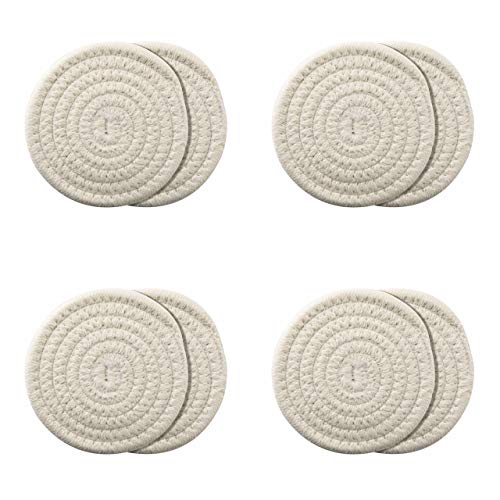 Mogokoyo 8 Stück Handgemachte Untersetzer Gläser Set aus Baumwolle, Abwaschbar Verschleißfest Cup Mats Table Deko (Milchweiß) von Mogokoyo
