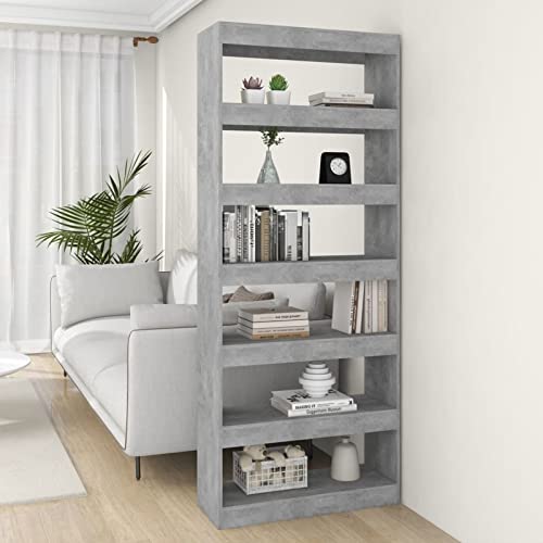 Mogou Bücherregal/Raumteiler, Bookshelf, Regalbrett, Book Shelf, Bücher Regal, Deko Regal Wohnzimmer, Standregal, Betongrau 80x30x198 cm Spanplatte Mogou Bücherregal/Raumteiler, Bookshelf, Regalbrett, Book Shelf, Bücher Regal, Deko Regal Wohnzimmer, Standregal, Betongrau 80x30x198 cm Spanplatte von Mogou
