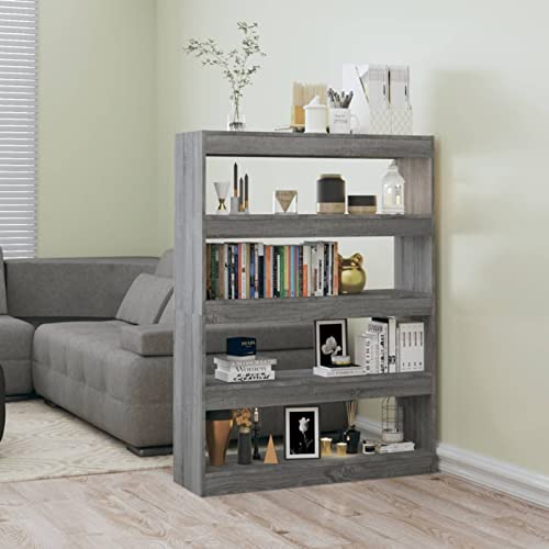 Mogou Bücherregal/Raumteiler, Bookshelf, Regalbrett, Book Shelf, Bücher Regal, Deko Regal Wohnzimmer, Standregal, Grau Sonoma 100×30×135 cm Mogou Bücherregal/Raumteiler, Bookshelf, Regalbrett, Book Shelf, Bücher Regal, Deko Regal Wohnzimmer, Standregal, Grau Sonoma 100×30×135 cm von Mogou