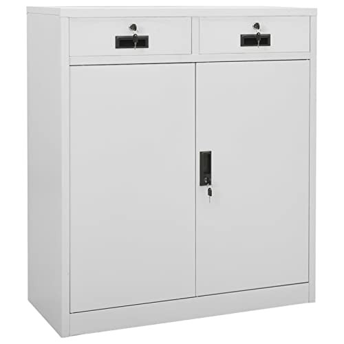 Mogou Büroschrank, Aktenschrank, Werkzeugschrank, Metallschrank, Stahlschrank, Kellerschrank, Universalschrank, Lagerschrank, Garagenschrank, Hellgrau 90x40x102 cm Stahl von Mogou