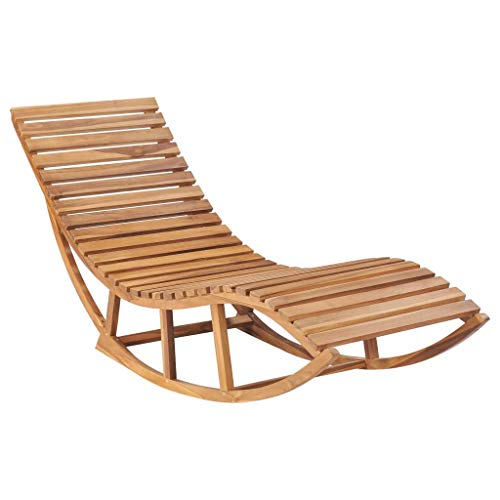 Mogou Schaukelliege, Liegestuhl Balkon, Gartenliege, Sonnenliege, Deckchair, Saunaliege, Teak Massivholz von Mogou