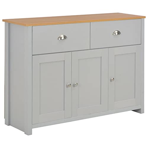 Mogou Sideboard, Kommode, Kommoden & Sideboards, Schrank Wohnzimmer, Commode, Schlafzimmerkommode, Grau 112 x 35 x 81 cm von Mogou