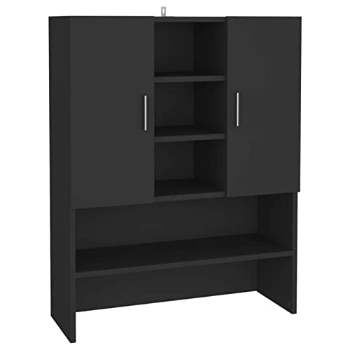 Mogou Waschmaschinenschrank, Waschmaschinenregal, Toilettenregal, Waschmaschine Trockner Schrank, Waschmaschinen überschrank, Schwarz 70,5x25,5x90 cm von Mogou