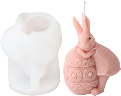 MoguGo Osterhase Silikonform, Ostern Hase Silikonformen Gießformen, Ostereier-Hase-Silikonform, Gießform Hase Kerzenform, Epoxidharz Formen, Osterhase Silikonform for Gips,Sojawachs Kerzen (B) von MoguGo