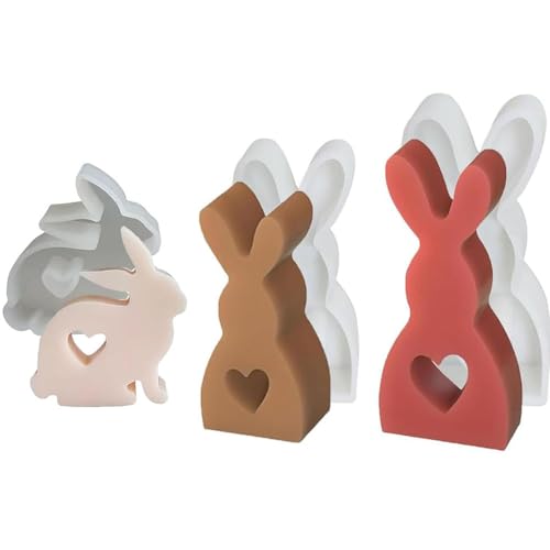 3 Stück Silikonform Ostern, Silikonform Hase, Osterhase Silikonform, 3D Silikonformen Gießformen Ostern, Silikonformen Ostern ei, gießformen gips, gips zum gießen von MoguGo