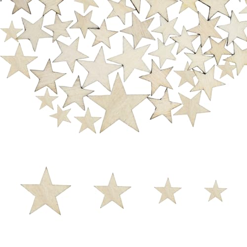 Moguri 100 Stück Holzsterne Streudeko Sterne aus Holz Basteln Konfetti Dekoration Tisch Deko, Mini Holzsterne Tischdeko Weihnachten Dekorieren Jubiläum von Moguri