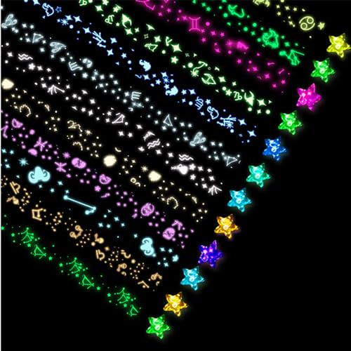 Moguri 210 Blatt Paper Star Strips, Origami Star Paper, Paper Strips for Stars, Paper Star Papierstreifen,12 Sternbilder fluoreszierender Stern Origami von Moguri
