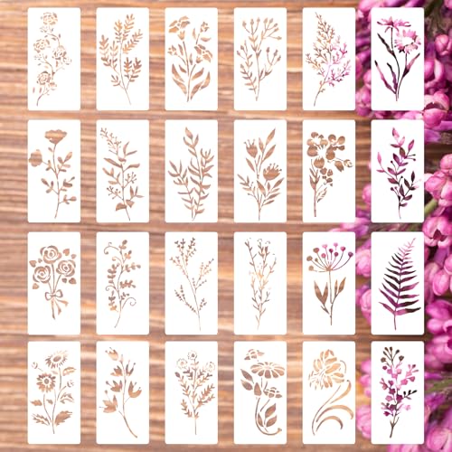 Moguri 24 Stück Pflanzenschablonen Set, Wiederverwendbare Schablonen Für Wandgestaltung, DIY Dekoration, 15x7.5cm Leicht Zu Reinigen Und Flexibel Moguri 24 Stück Pflanzenschablonen Set, Wiederverwendbare Schablonen Für Wandgestaltung, DIY Dekoration, 15x7.5cm Leicht Zu Reinigen Und Flexibel von Moguri