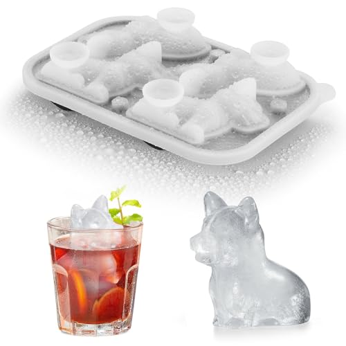 Moguri 3D Eiswürfelform mit Corgi Hund, lustige Formen, originelles Corgi Hund Mutter Papa Geschenk für Hundeliebhaber, süße Corgi Eisform für Whiskey, Cocktail, Bourbon von Moguri