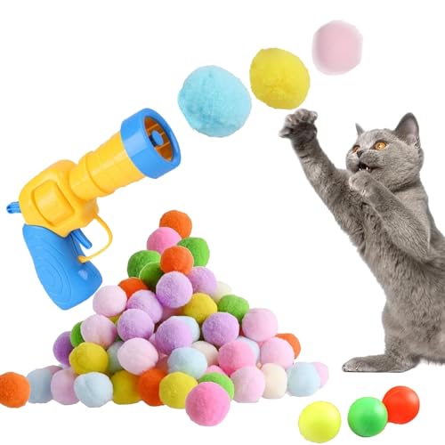 Moguri Katzenspielzeug,23 Ball,Interaktives Katzenspielzeug, Katzenspielzeug Bälle mit Katzenspielzeug Werfer Cat Toy für Katzen und Kätzchen, Spielzeug für Indoor Haustier von Moguri
