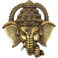 Messing Lord Ganesha Statue Idol Ganpati Murti Brass Wandbehang von MohenJodero