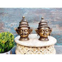 Messing Shiva Parvati Murti Idol Statue Skulptur von MohenJodero