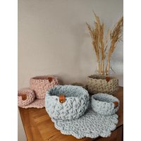 Jasminset Bestehend Aus Platzset, Utensilienkorb, Teelichthalter von MohenaHandcraft
