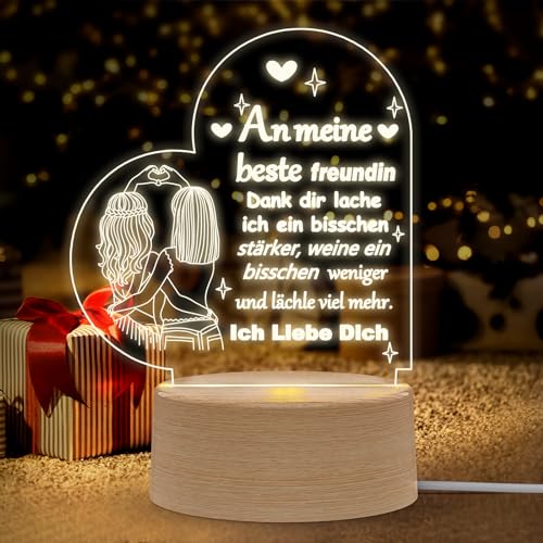 Geschenke für Freundin, Weihnachtsgeschenke für Bestie, Acryl-LED-Nachtlicht mit gravierten romantischen Sprüchen für Bestie-Geschenke, Geschenk für Mädchen, Frauen, Kollegen, Geburtstag von Mohigher