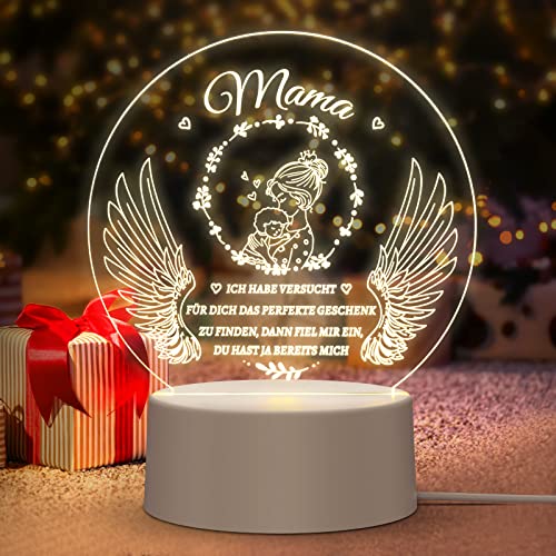 Mohigher Geschenke für Mama, Weihnachtsgeschenke für Mama, Acryl LED Nachtlicht mit romantischen Sprüchen für Mutter Weihnachten Geburtstag von Mohigher