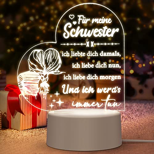 Mohigher Schwester geschenk, Weihnachtsgeschenke für Schwester Frauen, Acryl LED Nachtlicht mit romantischen Sprüchen zum Geburtstag, Jubiläum, Geburtstagsgeschenk, anderer besonderer Tag von Mohigher