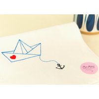Wundervolles Xl Geschirrtuch Ahoi Mit Papierschiffchen #moimemehamburg von MoiMemeHamburg