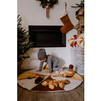 Runde Patchwork-Spielmatte „Goldene Bonbons" - Weihnachtsdekoration Fürs Kinderzimmer, Geschenkidee Baby, Spielmatte Für Babys, Dekorative von MoiMili