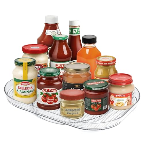 Moicainy Lazy Susan Drehteller Organizer für Kühlschrank Lagerung, 360° drehbare Gewürzregal Kühlschrank Lazy Susan Organizer für Schrank Tisch Bad Küche Arbeitsplatte von Moicainy