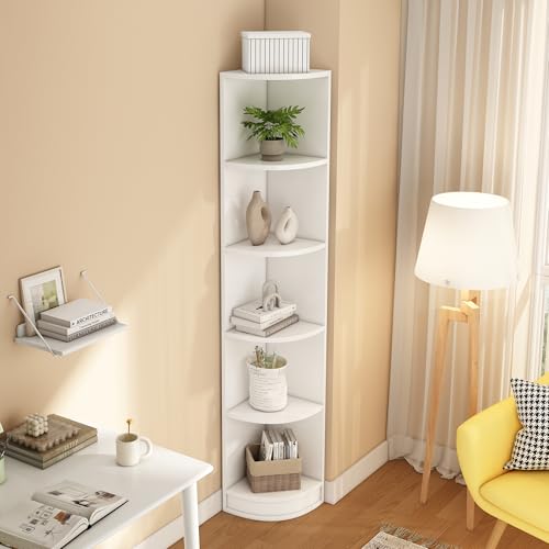 Eckbücherregal, Regal, Lagerregal, MDF-Material, fünflagiges Regal, einfache Form, Starke Tragfähigkeit, weiß von Moimhear
